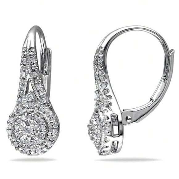 The Aria Drop Earrings in 925 silver and cubic zirconia - Picture 1 of 5